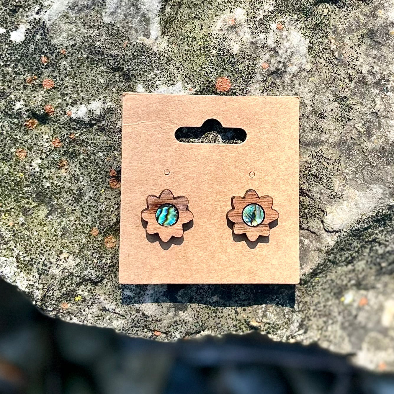Sunflower Studs in Walnut