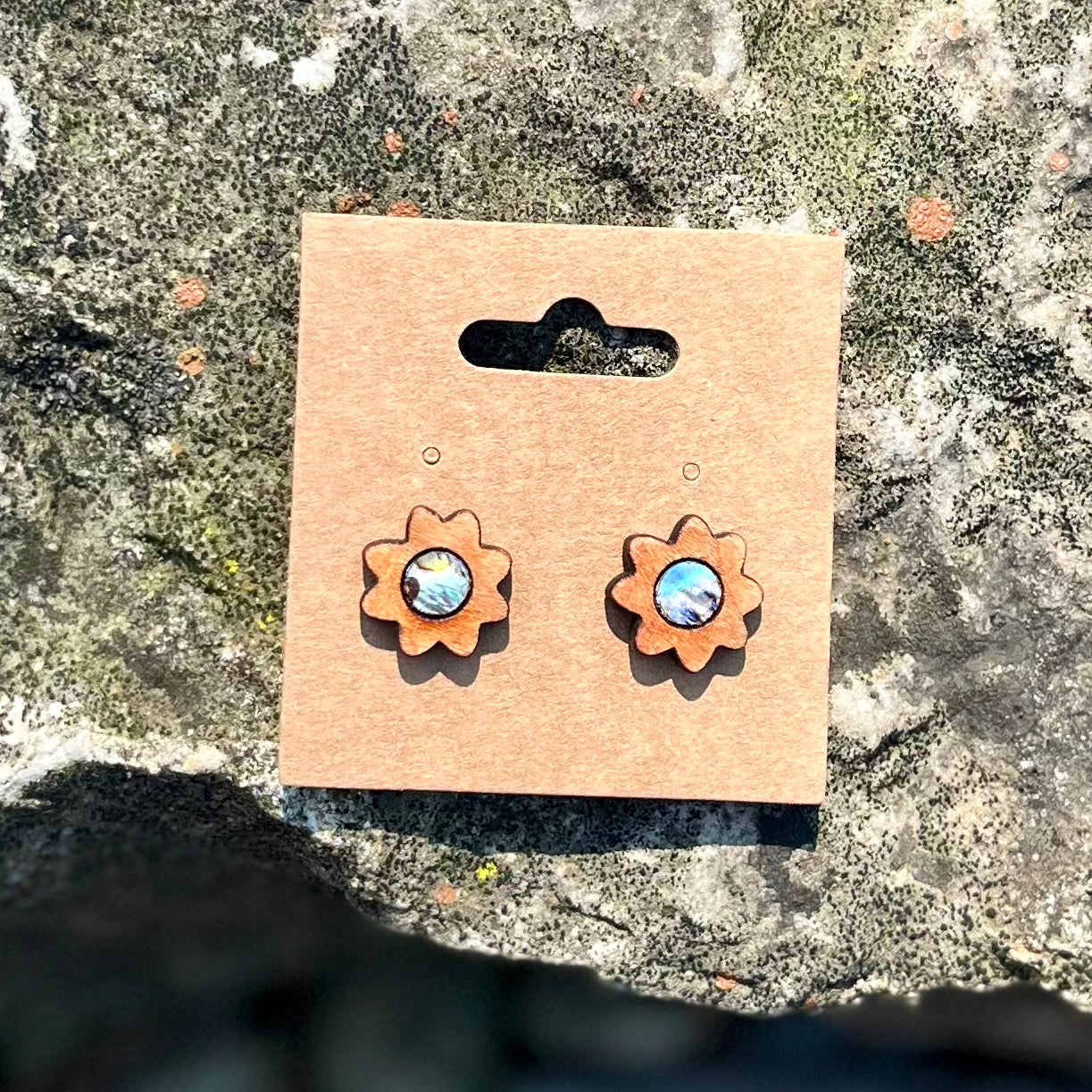 Sunflower Studs in Cherry
