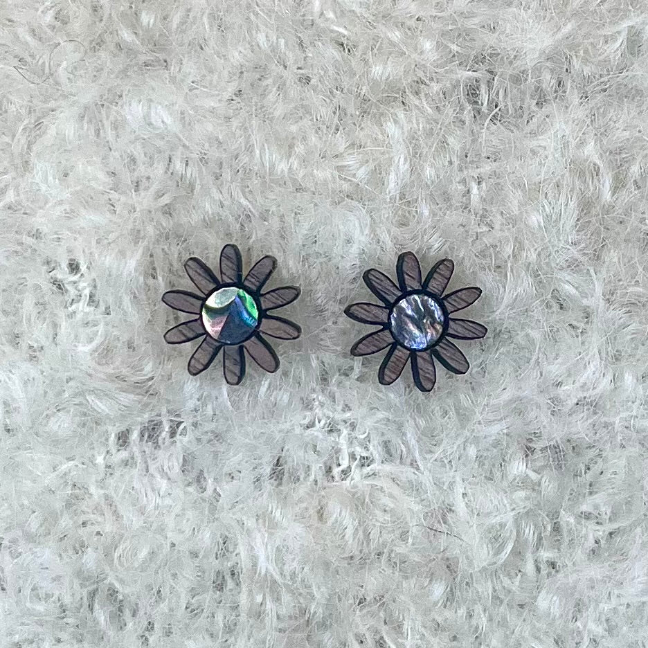 Daisy Studs in Walnut