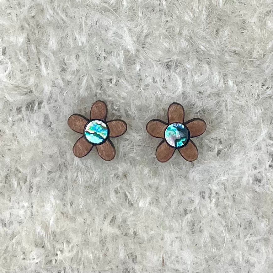 Groovy Flower Studs in Cherry