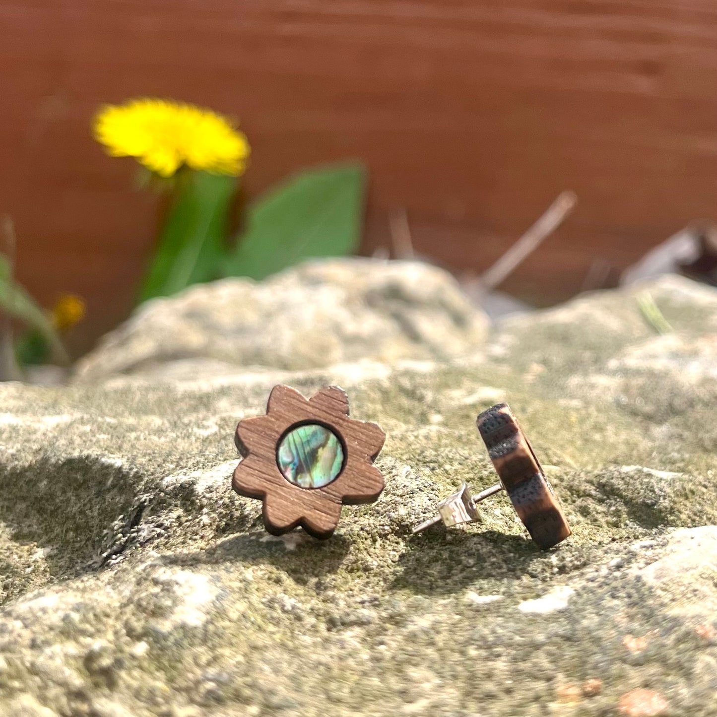 Sunflower Studs in Walnut