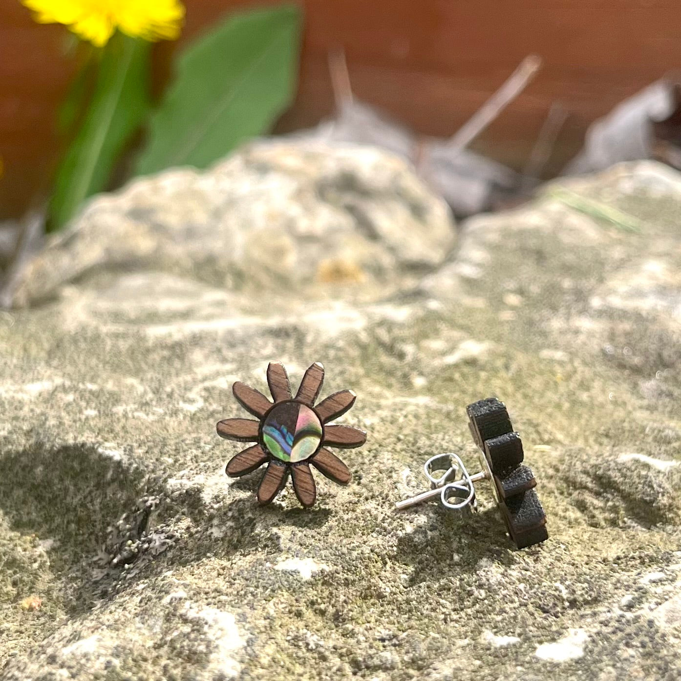 Daisy Studs in Walnut