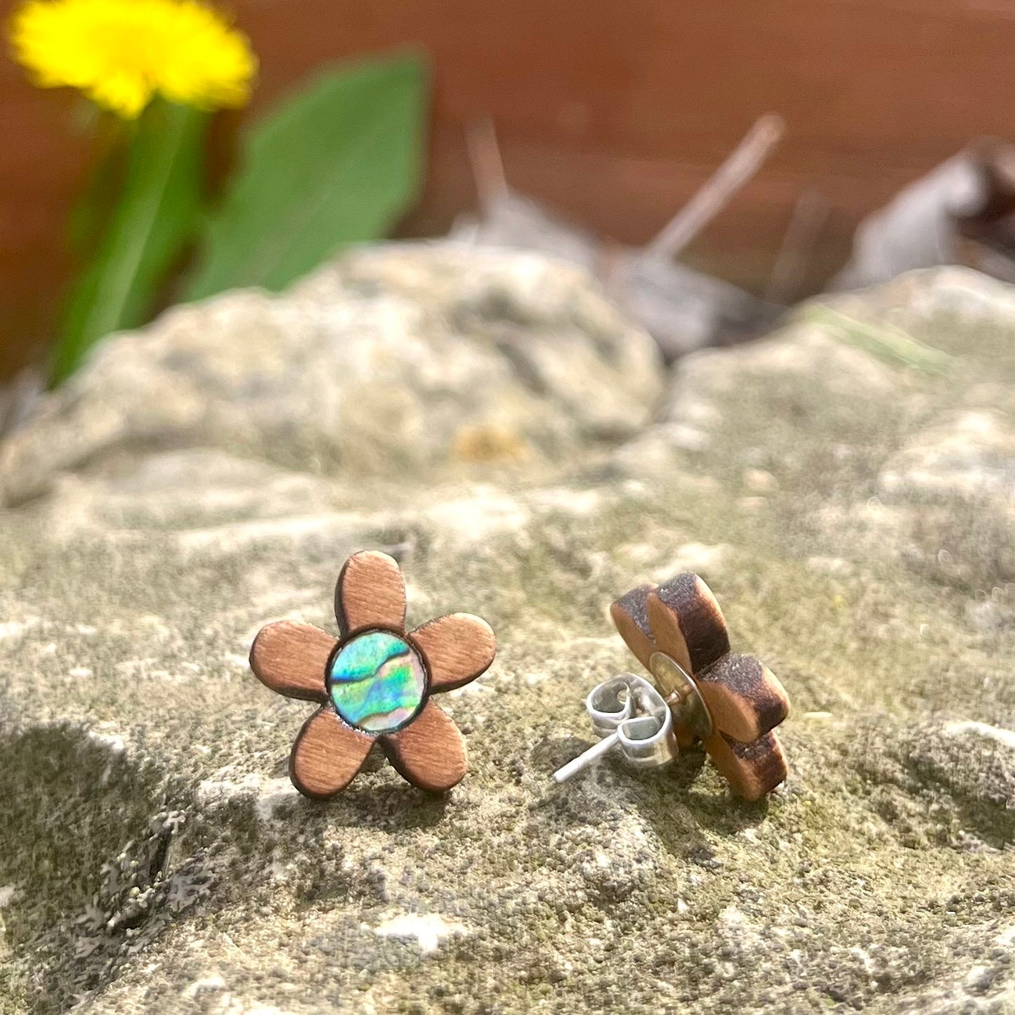 Groovy Flower Studs in Cherry