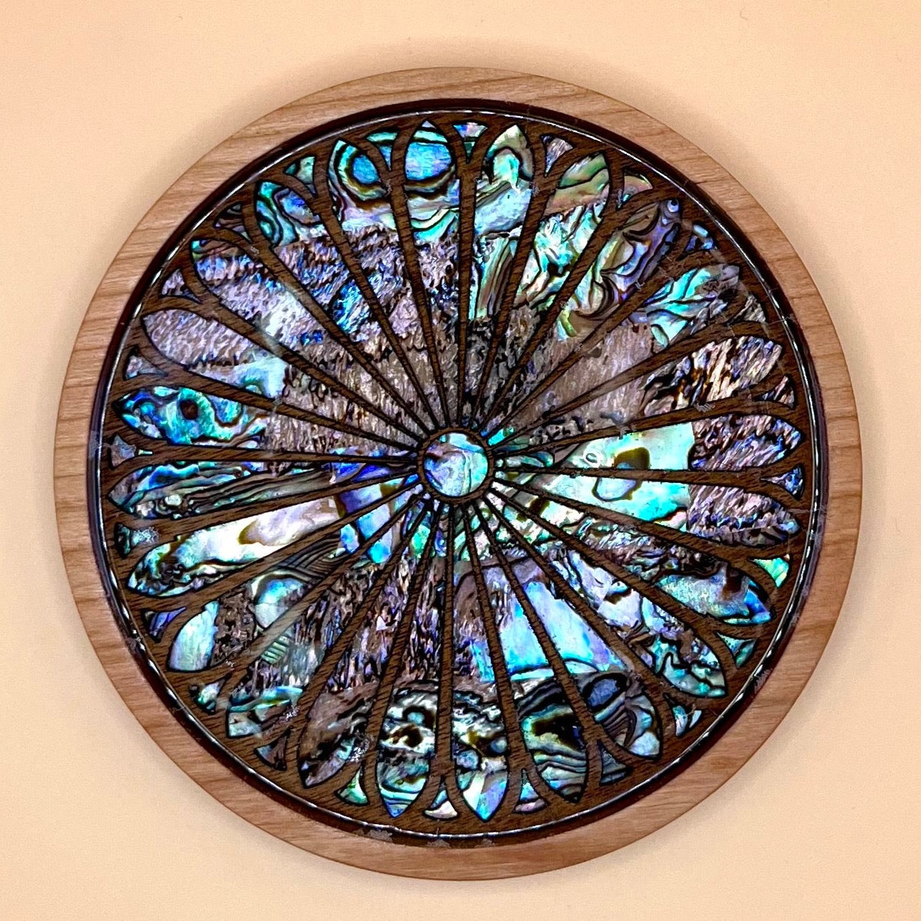Romanesque Cathedral Rosette Coaster in Walnut & Cherry