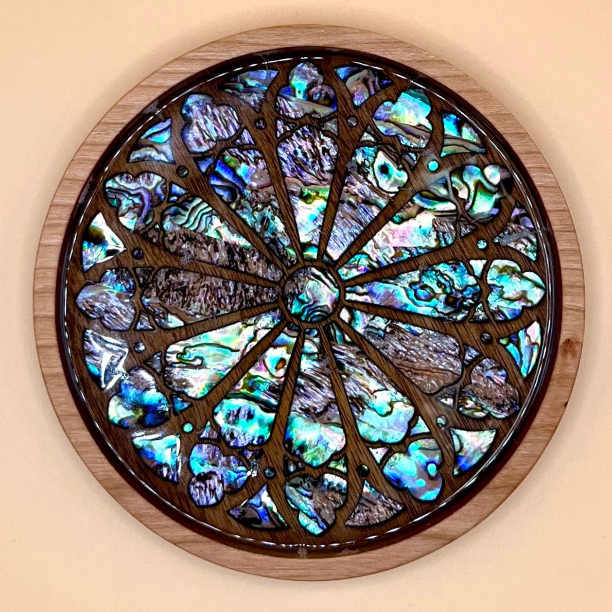 Gothic Cathedral Rosette Coaster in Walnut & Cherry