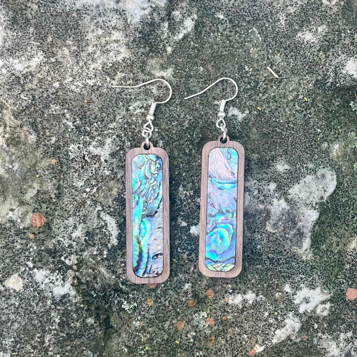 Rectangle Earrings in Walnut