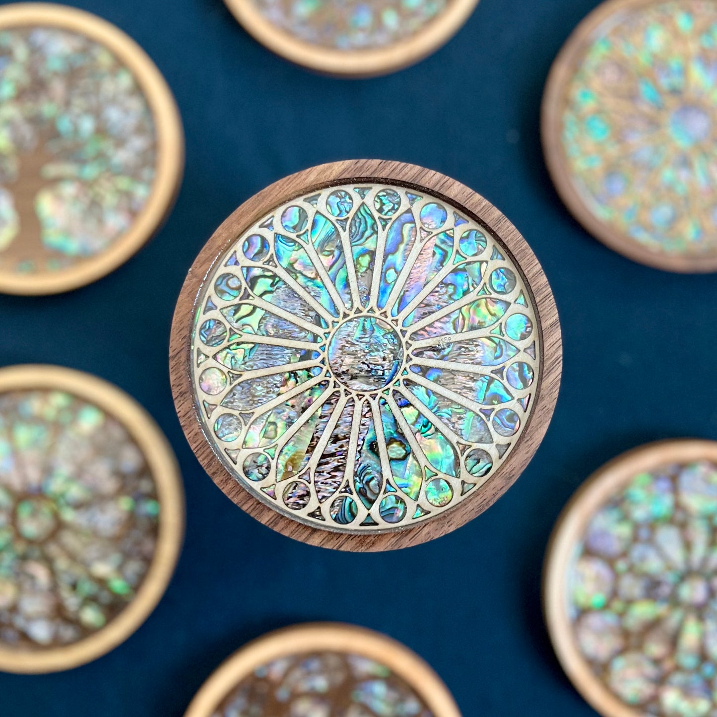 SALE - Sagrada Familia Coaster in Walnut and Cherry