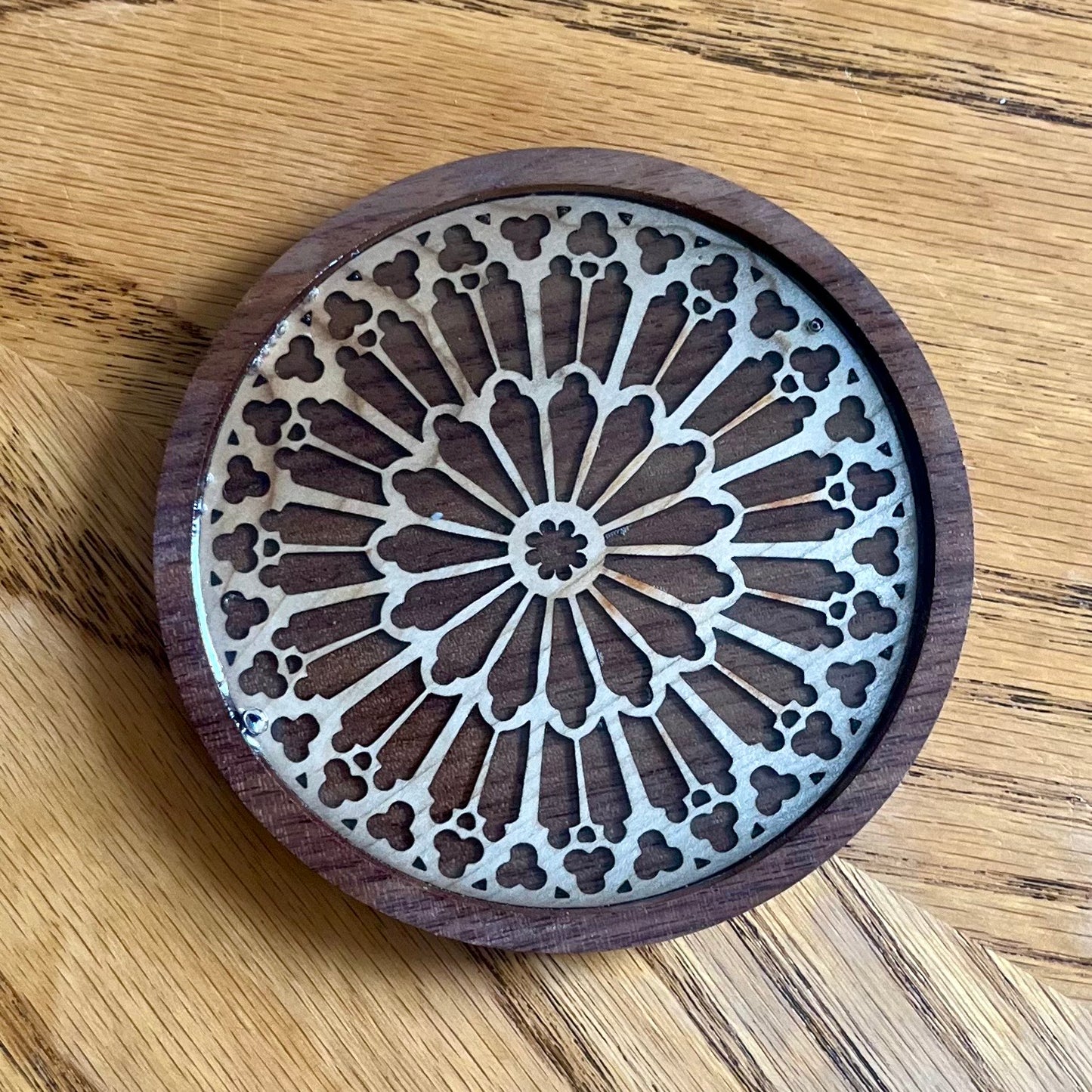 Notre Dame Rose Window Wood Coaster