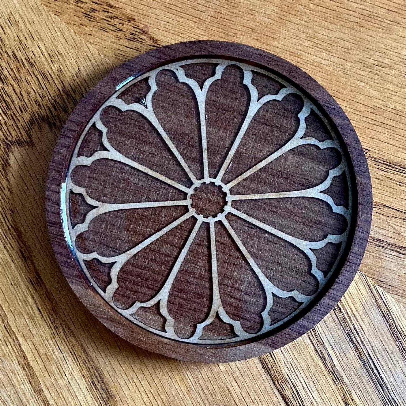 Inverness Castle Rose Window Wood Coaster
