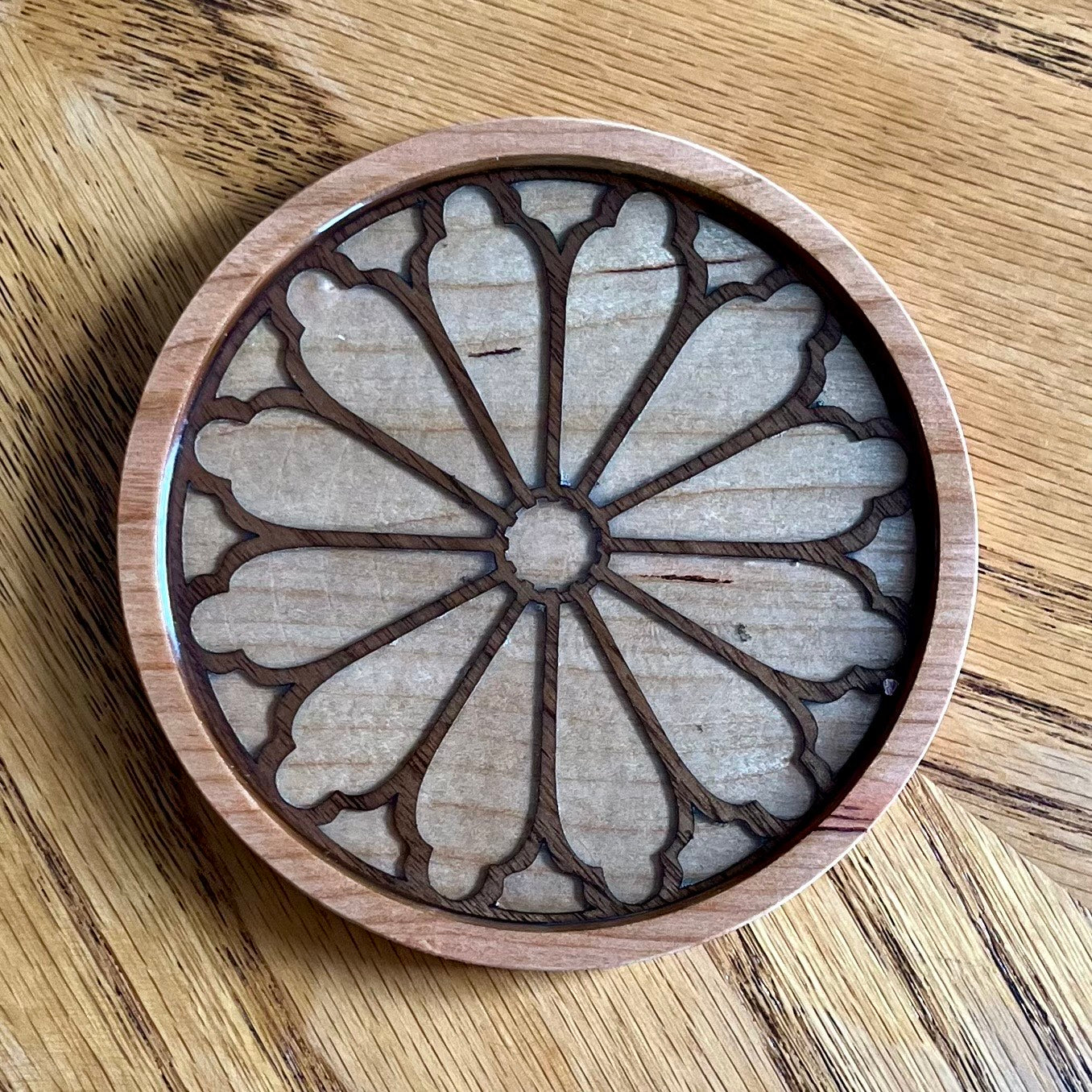 Inverness Castle Rose Window Wood Coaster