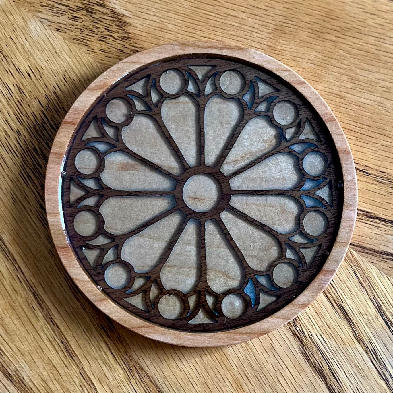 Saint-Denis Rose Window Wood Coaster