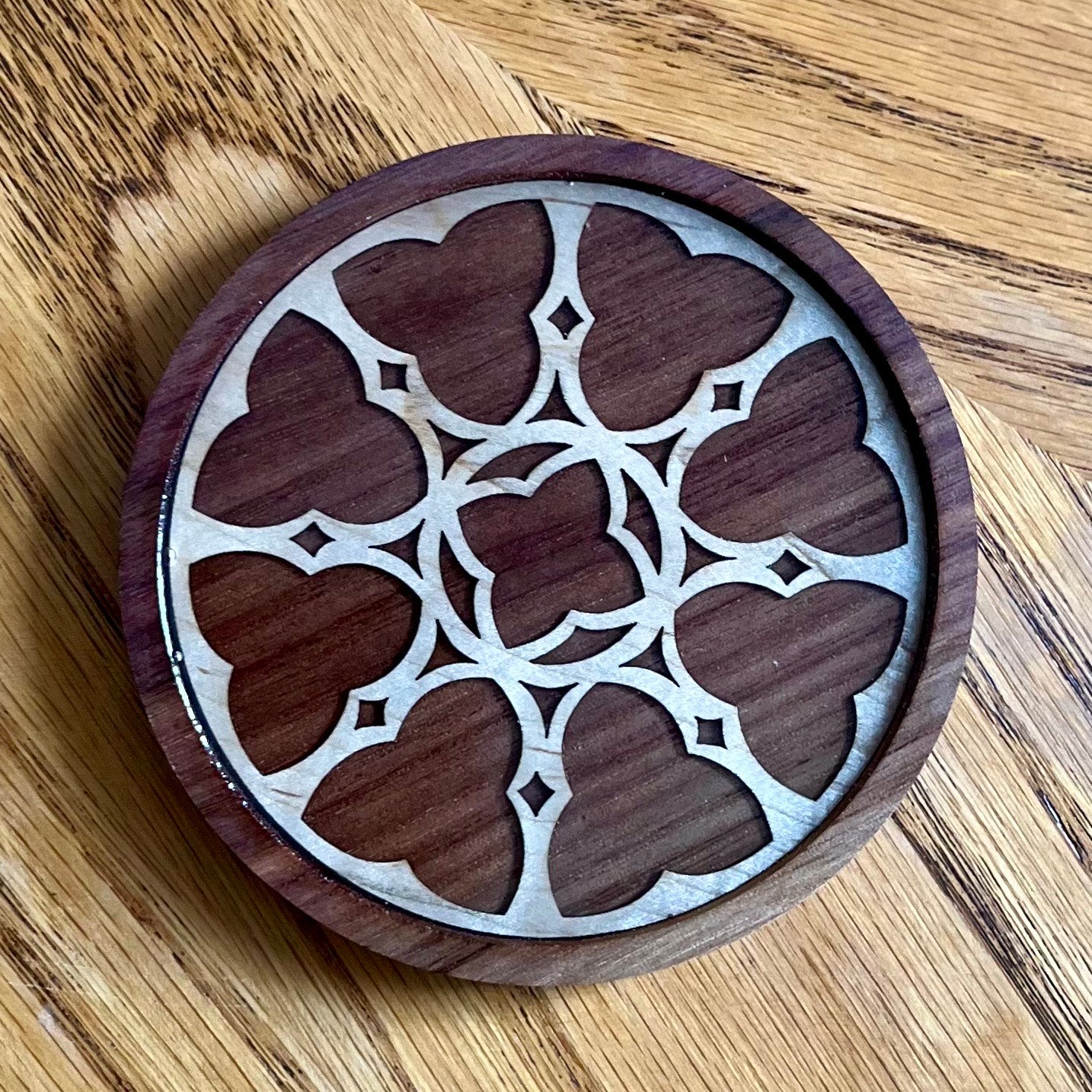 Glasgow Cathedral Rose Window Wood Coaster