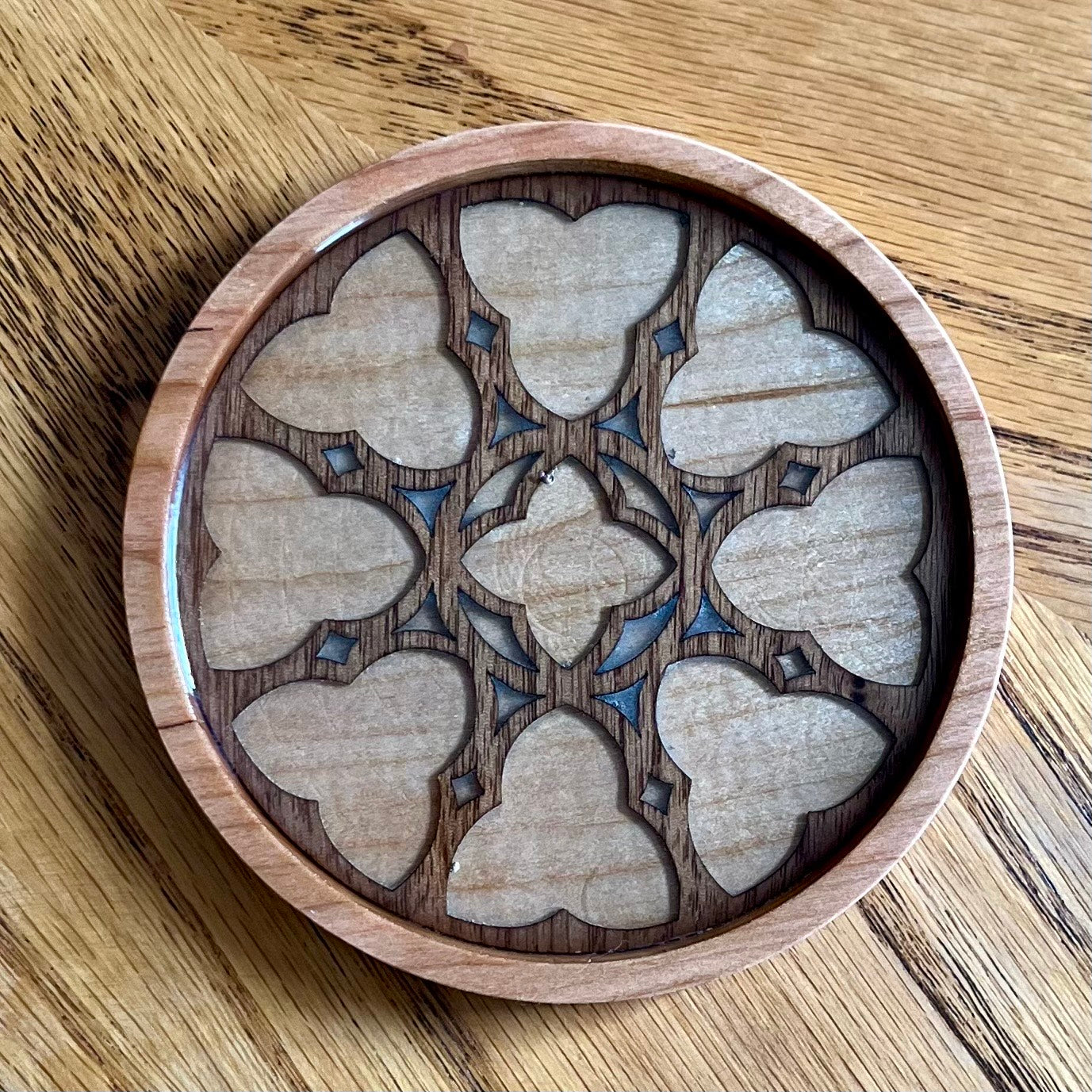 Glasgow Cathedral Rose Window Wood Coaster