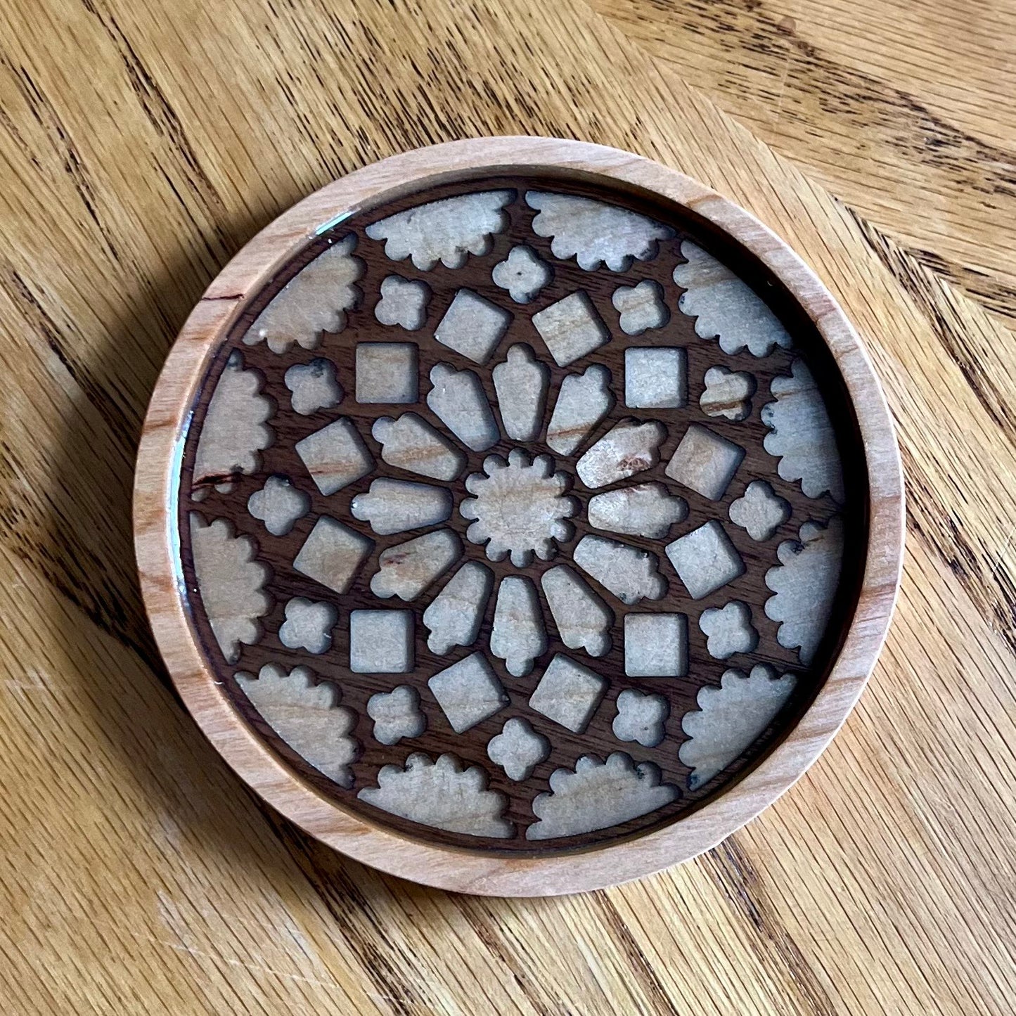 Chartres Cathedral Rose Window Wood Coaster
