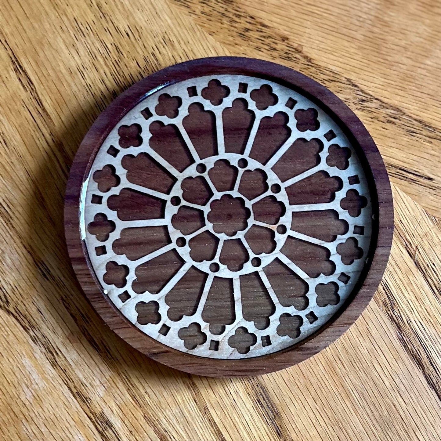 Westminster Abbey Rose Window Wood Coaster