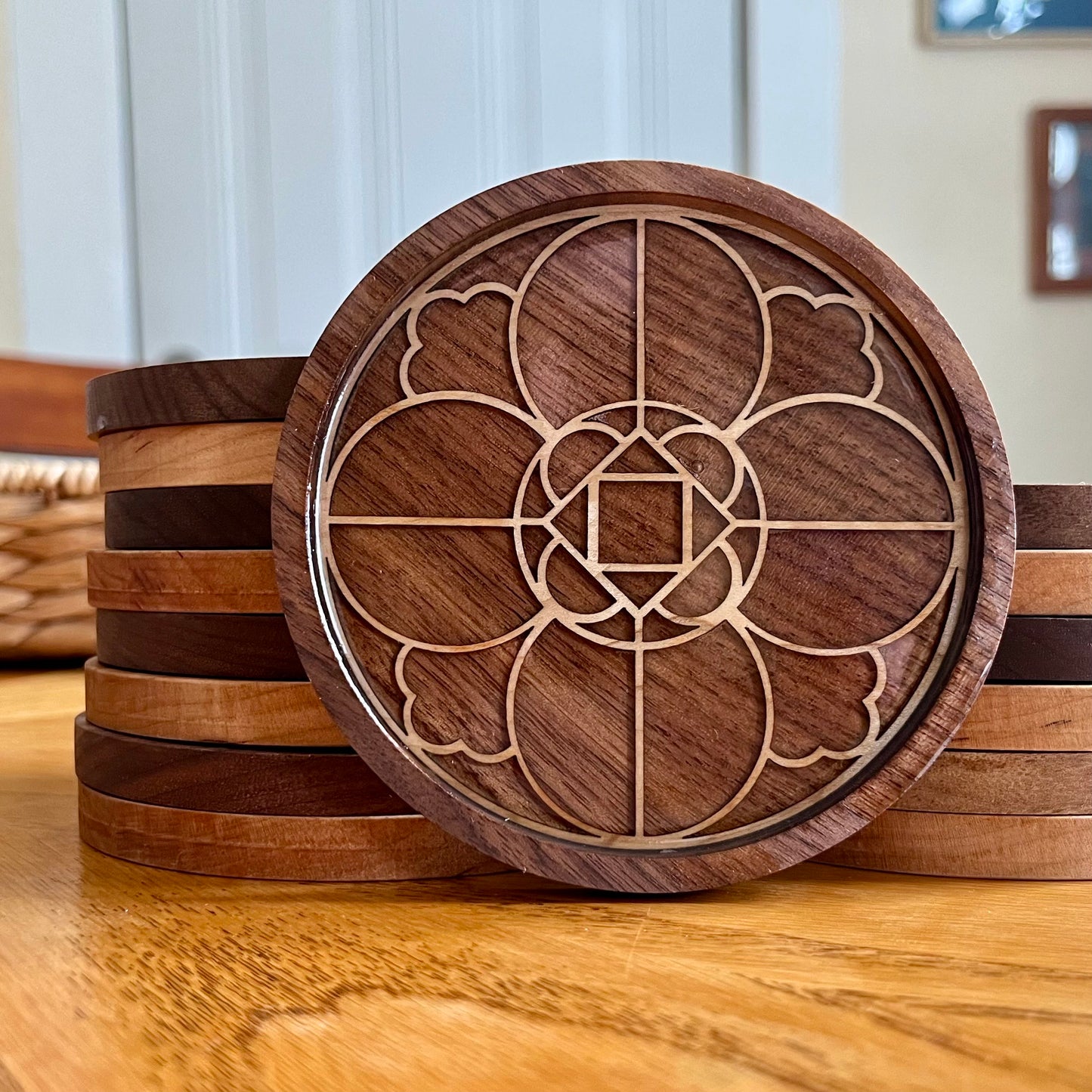 Canterbury Cathedral Rose Window Wood Coaster