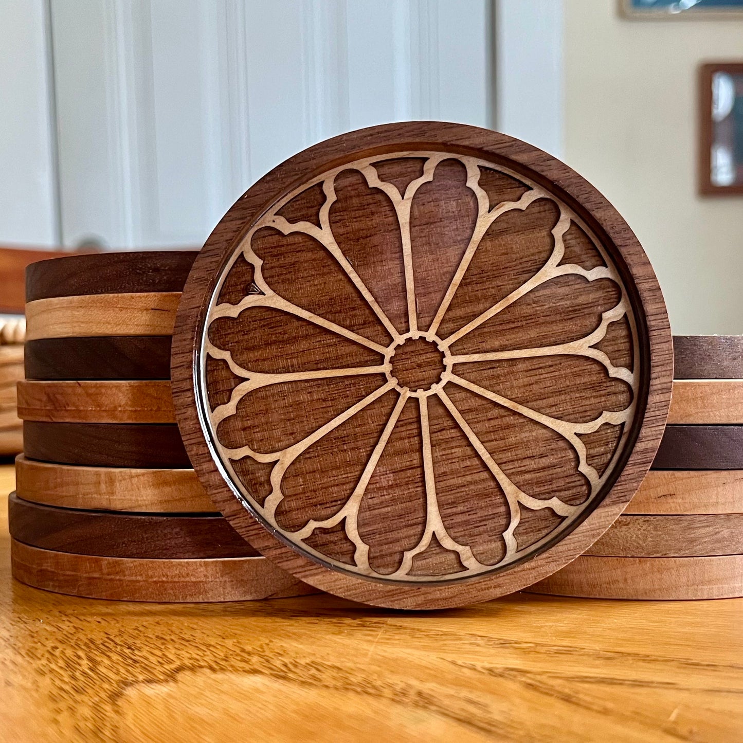 Inverness Castle Rose Window Wood Coaster