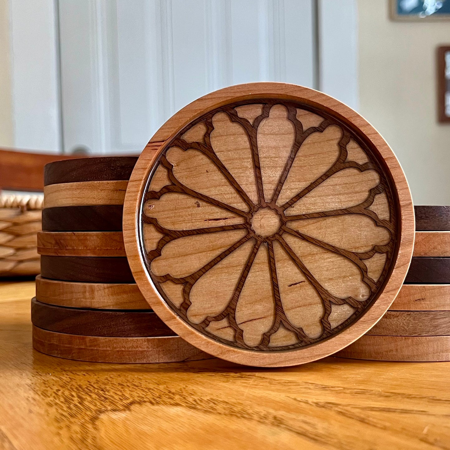 Inverness Castle Rose Window Wood Coaster