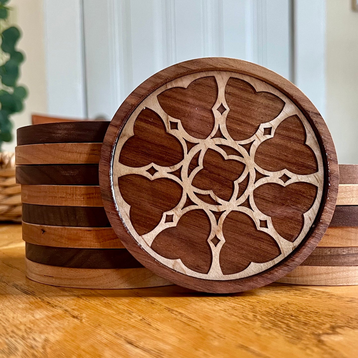 Glasgow Cathedral Rose Window Wood Coaster