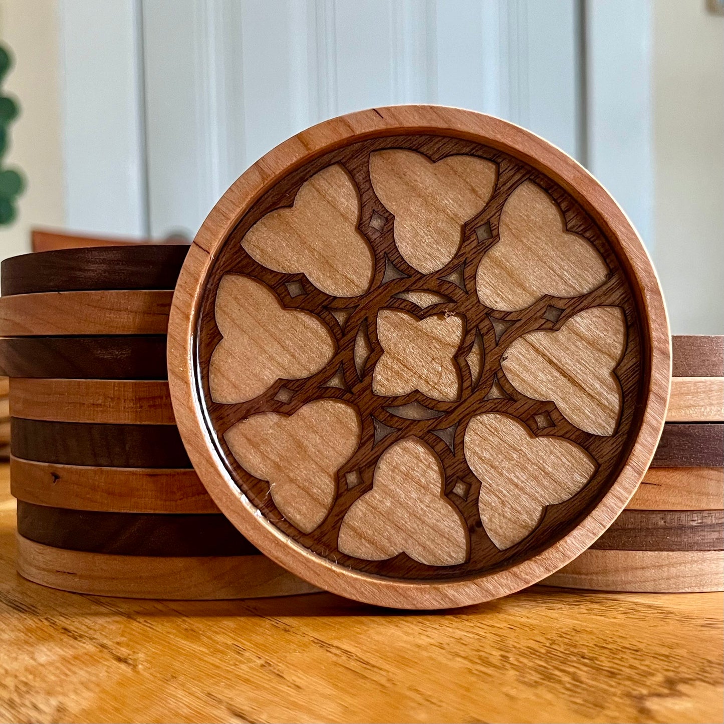 Glasgow Cathedral Rose Window Wood Coaster
