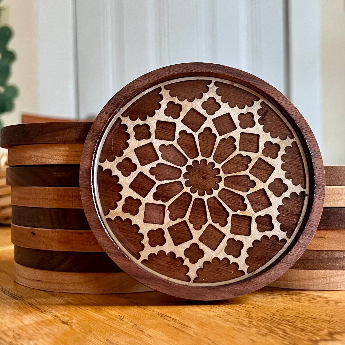 Chartres Cathedral Rose Window Wood Coaster