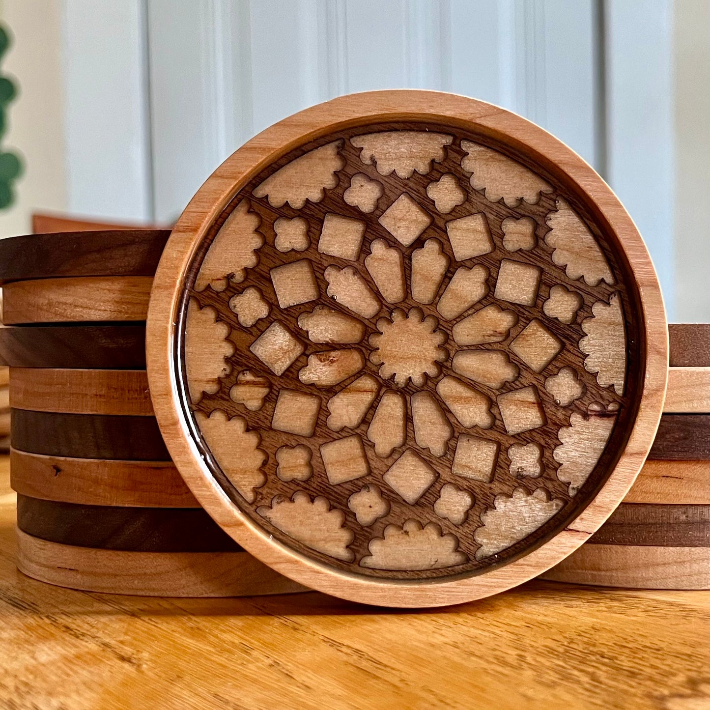 Chartres Cathedral Rose Window Wood Coaster