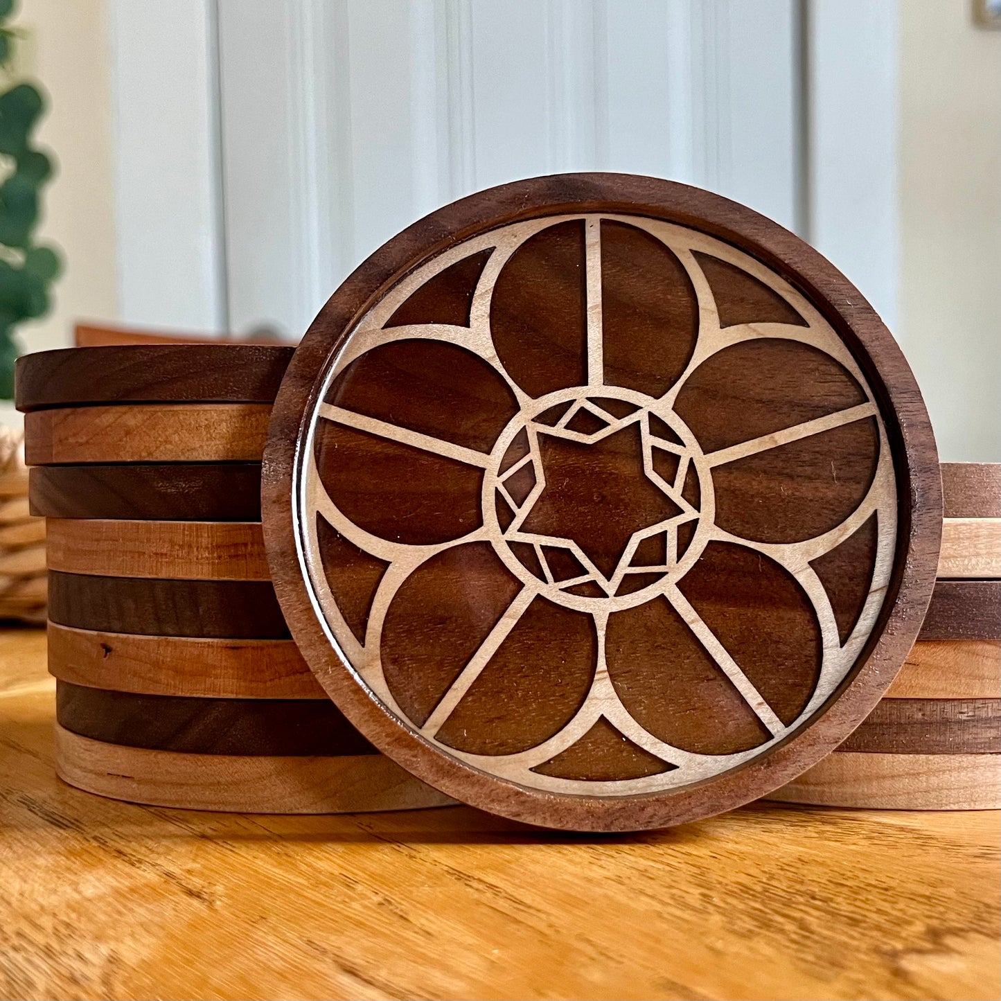 Cologne Cathedral Rose Window Wood Coaster
