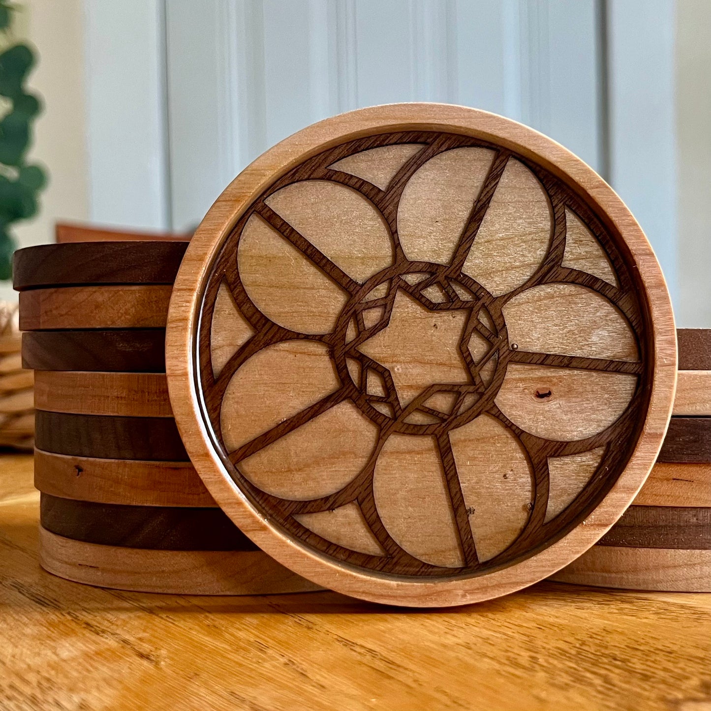 Cologne Cathedral Rose Window Wood Coaster