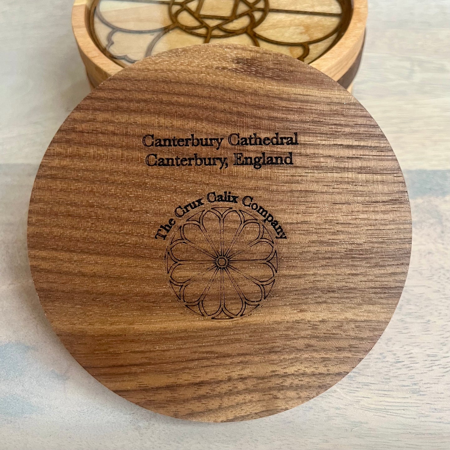 Canterbury Cathedral Rose Window Wood Coaster