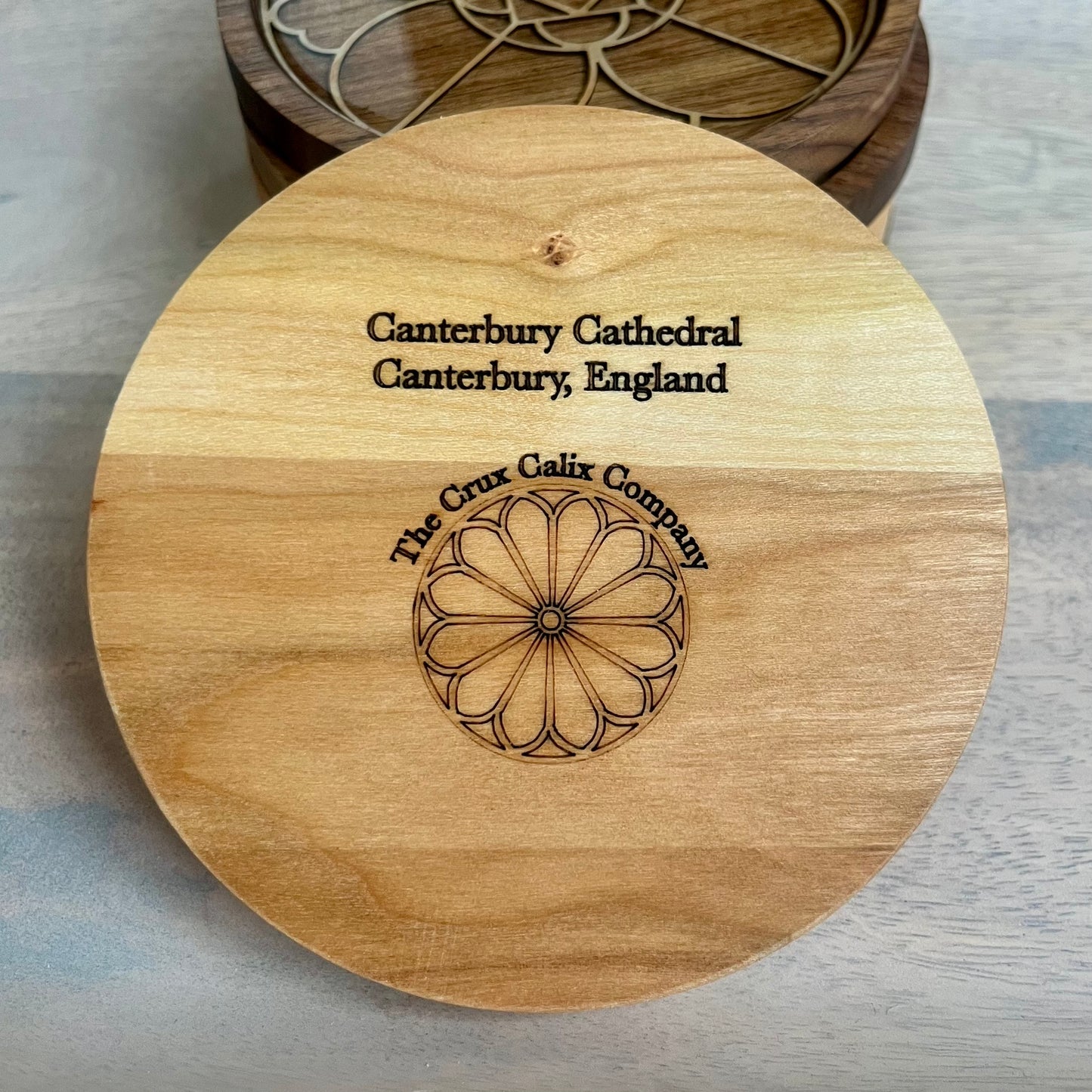 Canterbury Cathedral Rose Window Wood Coaster