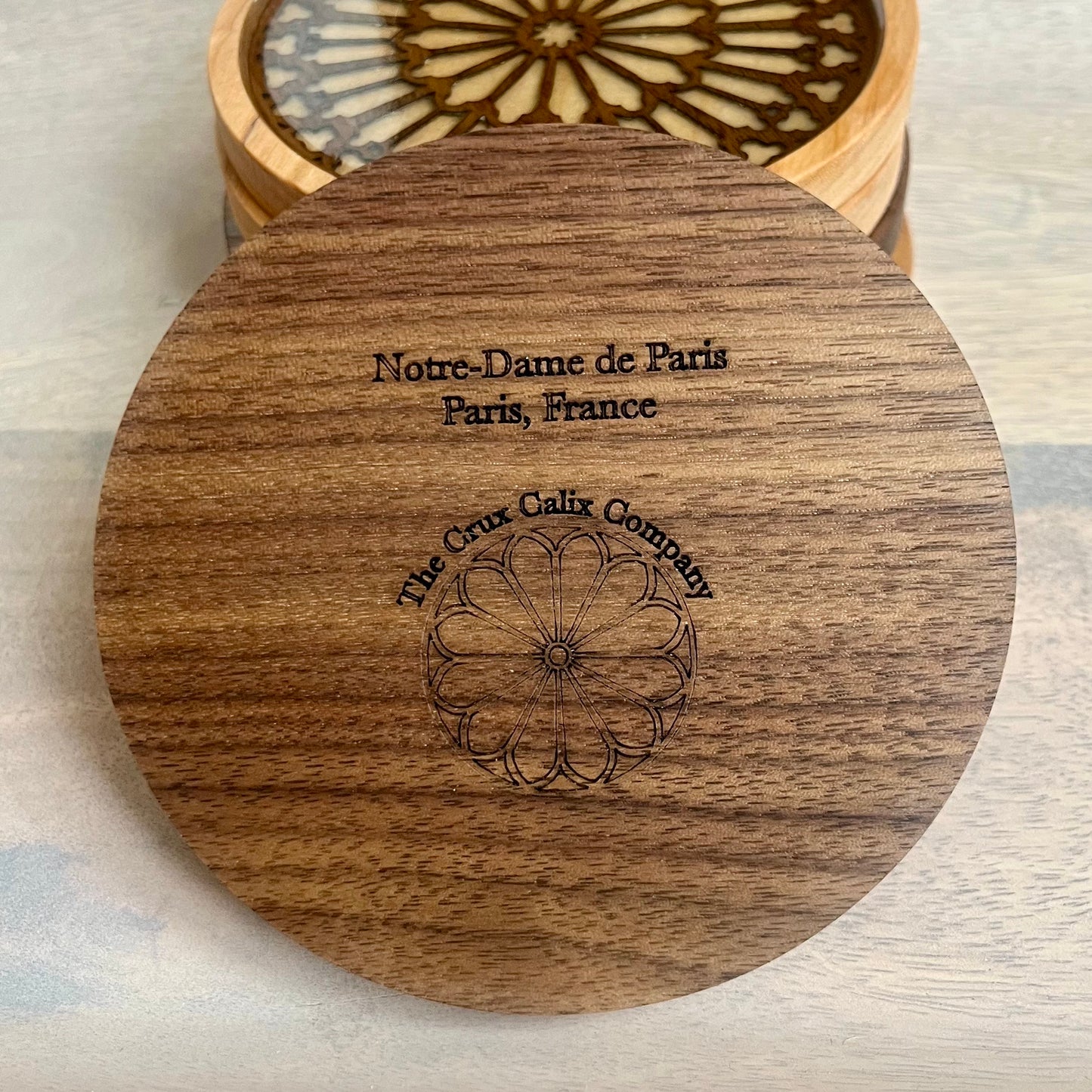 Notre Dame Rose Window Wood Coaster