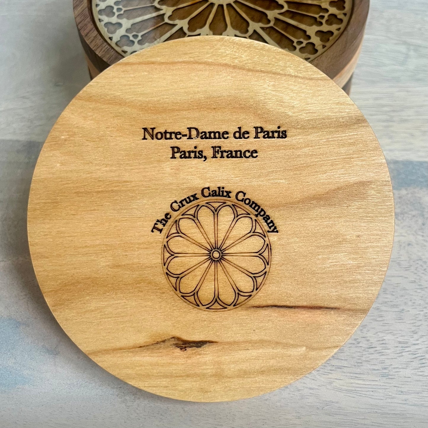 Notre Dame Rose Window Wood Coaster