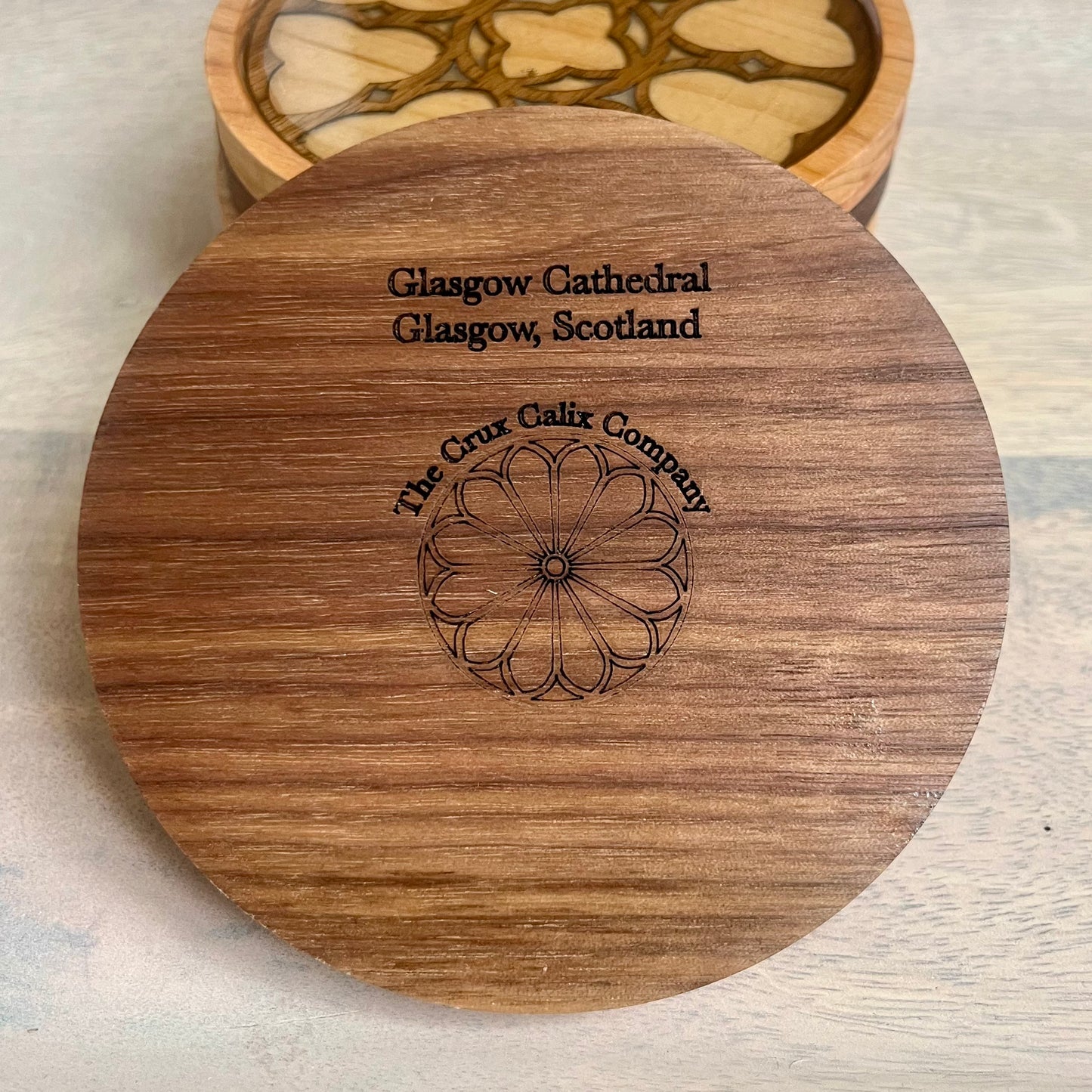 Glasgow Cathedral Rose Window Wood Coaster