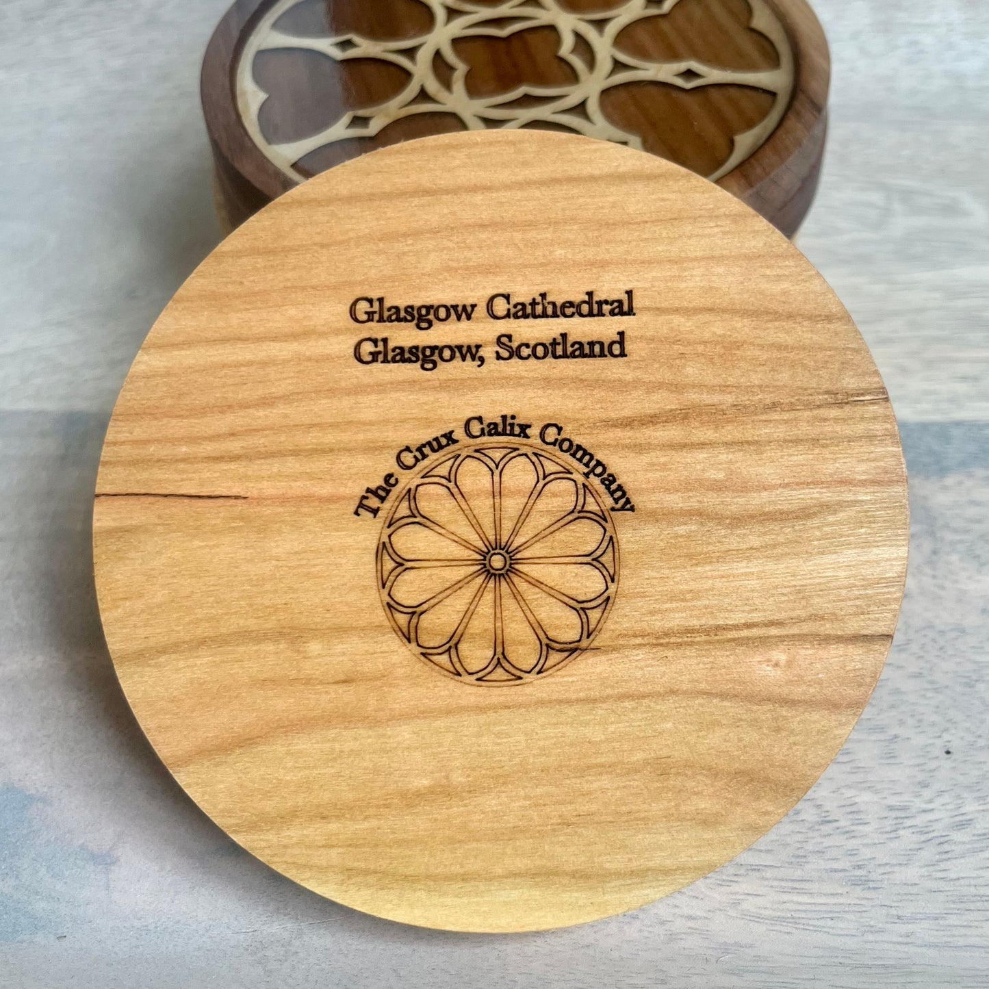 Glasgow Cathedral Rose Window Wood Coaster