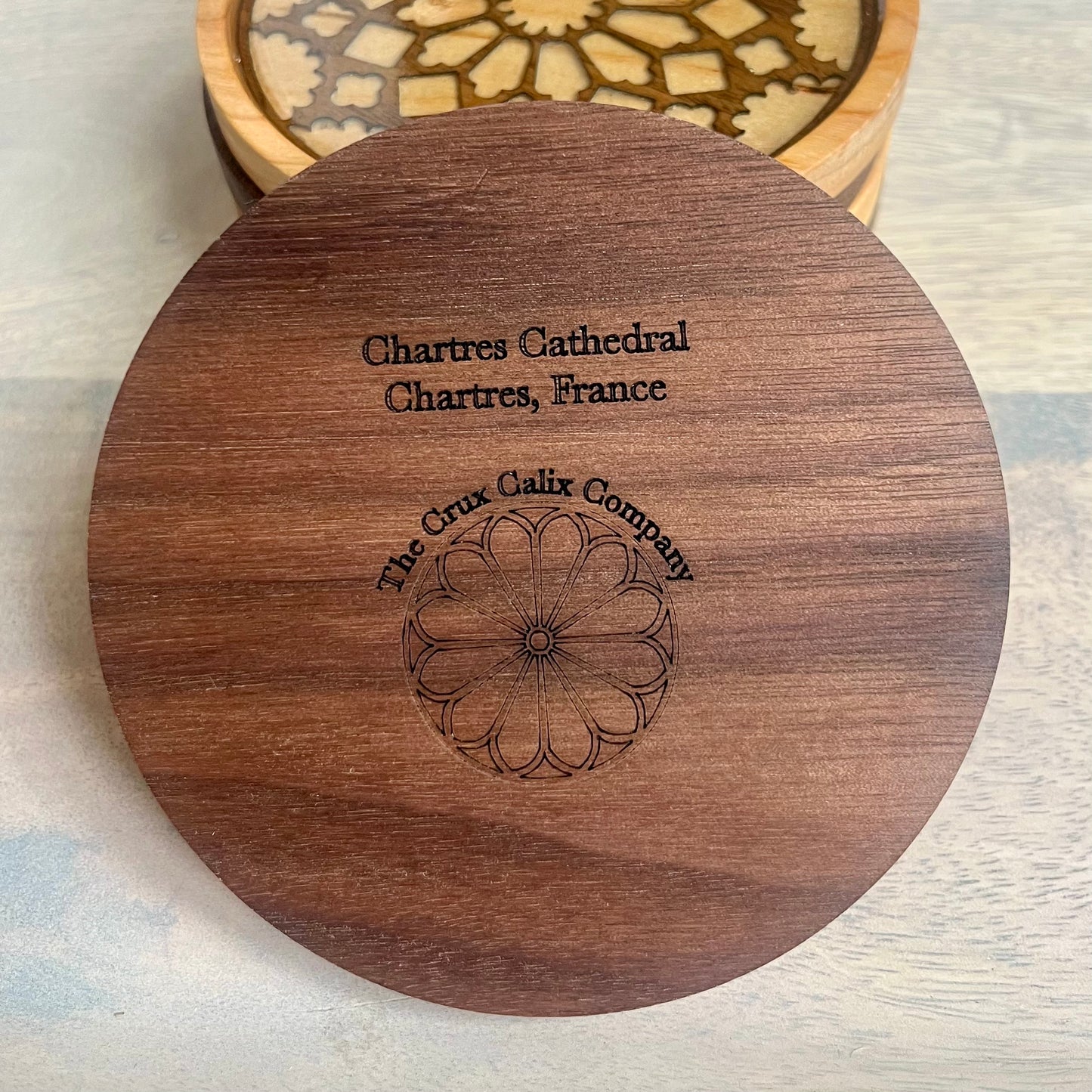 Chartres Cathedral Rose Window Wood Coaster