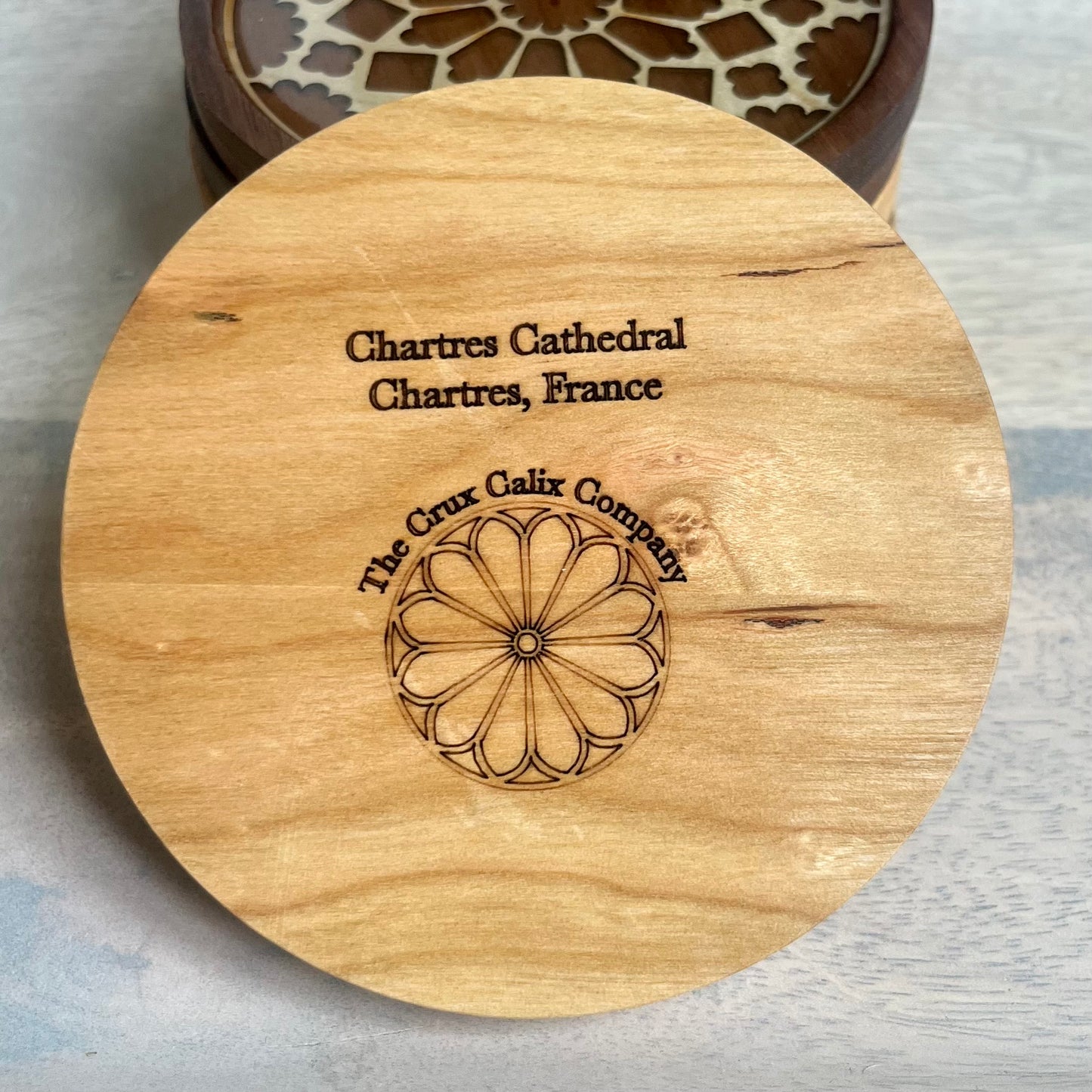 Chartres Cathedral Rose Window Wood Coaster