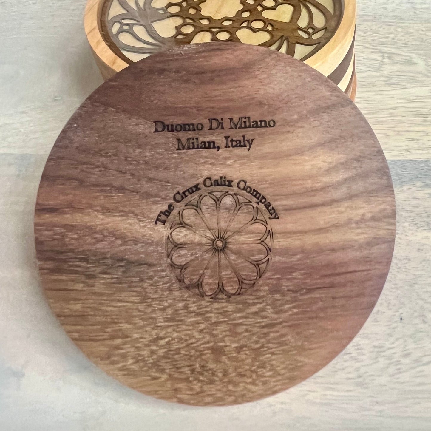 Duomo di Milano Rose Window Wood Coaster