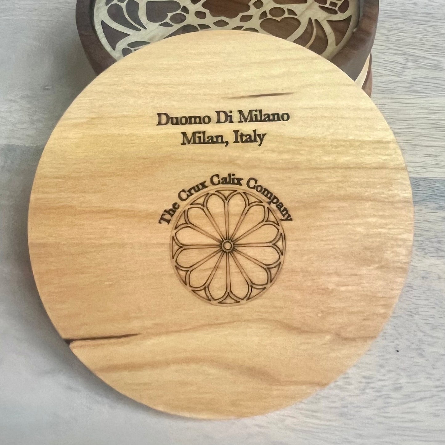 Duomo di Milano Rose Window Wood Coaster