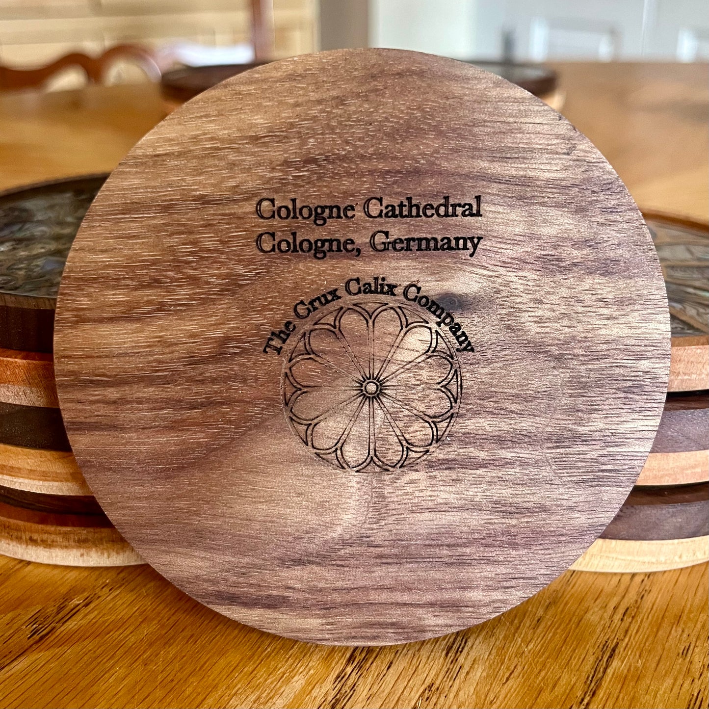 Cologne Cathedral Rose Window Wood & Abalone Shell Coaster