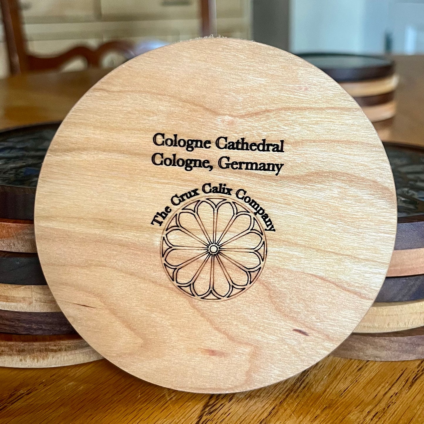 Cologne Cathedral Rose Window Wood & Abalone Shell Coaster