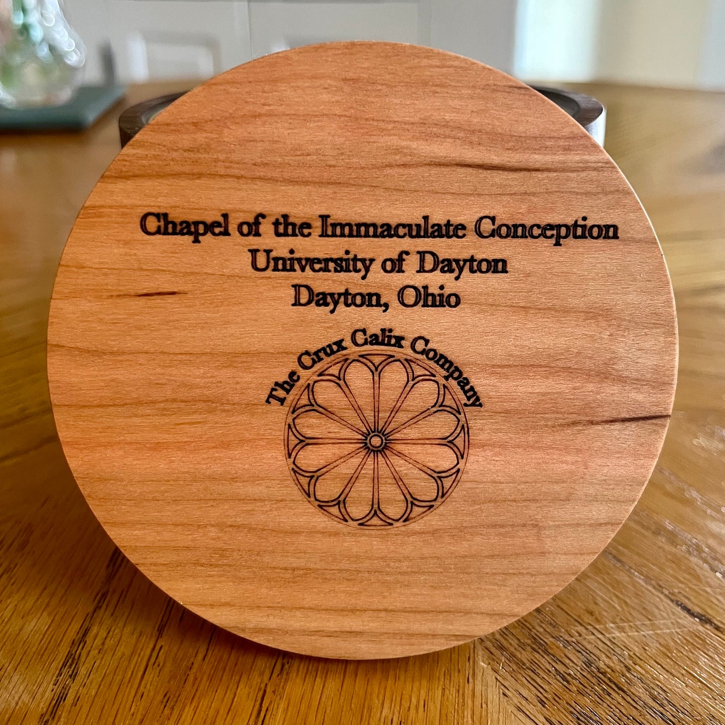 Chapel of the Immaculate Conception Dayton Ohio Rose Window Wood Coaster