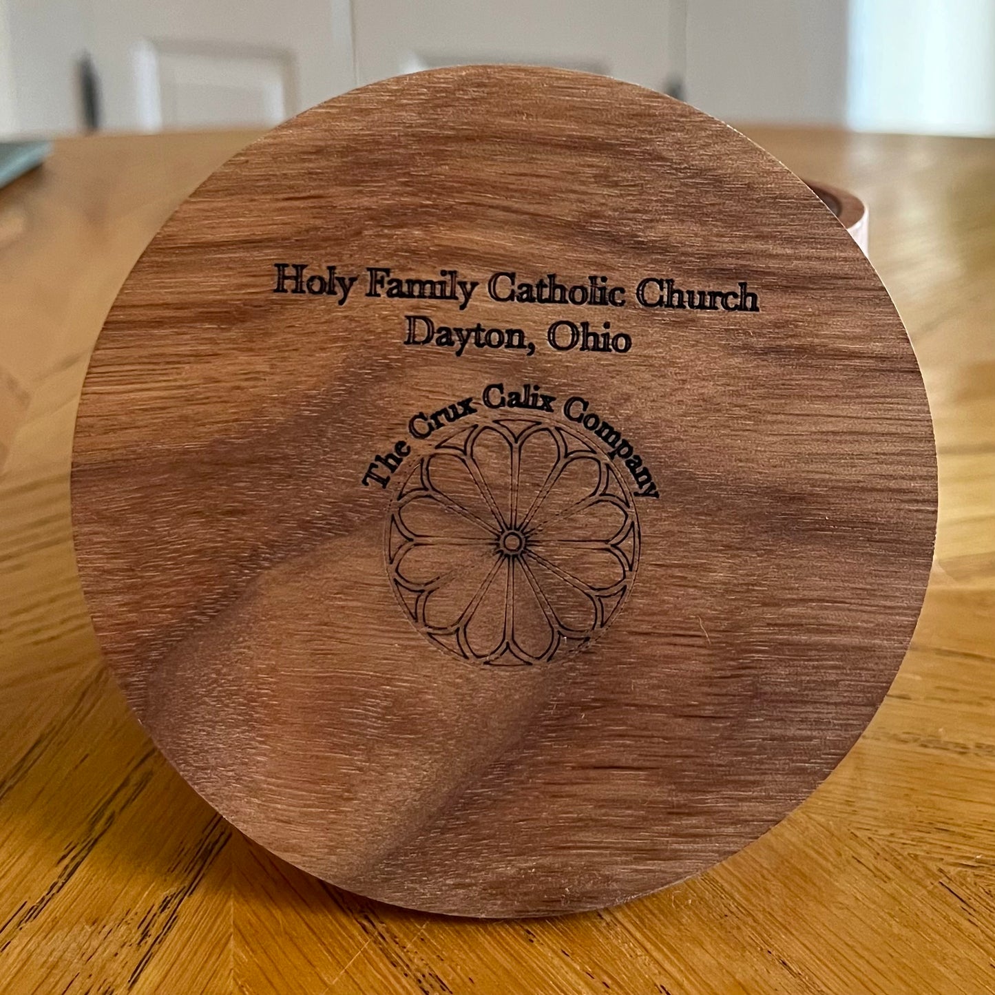 Holy Family Dayton Ohio Rose Window Wood Coaster