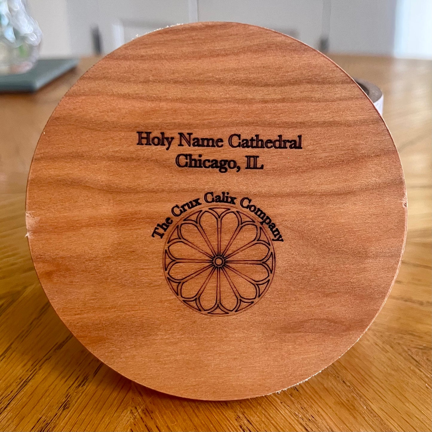 Holy Name Cathedral Chicago Rose Window Wood & Abalone Shell Coaster