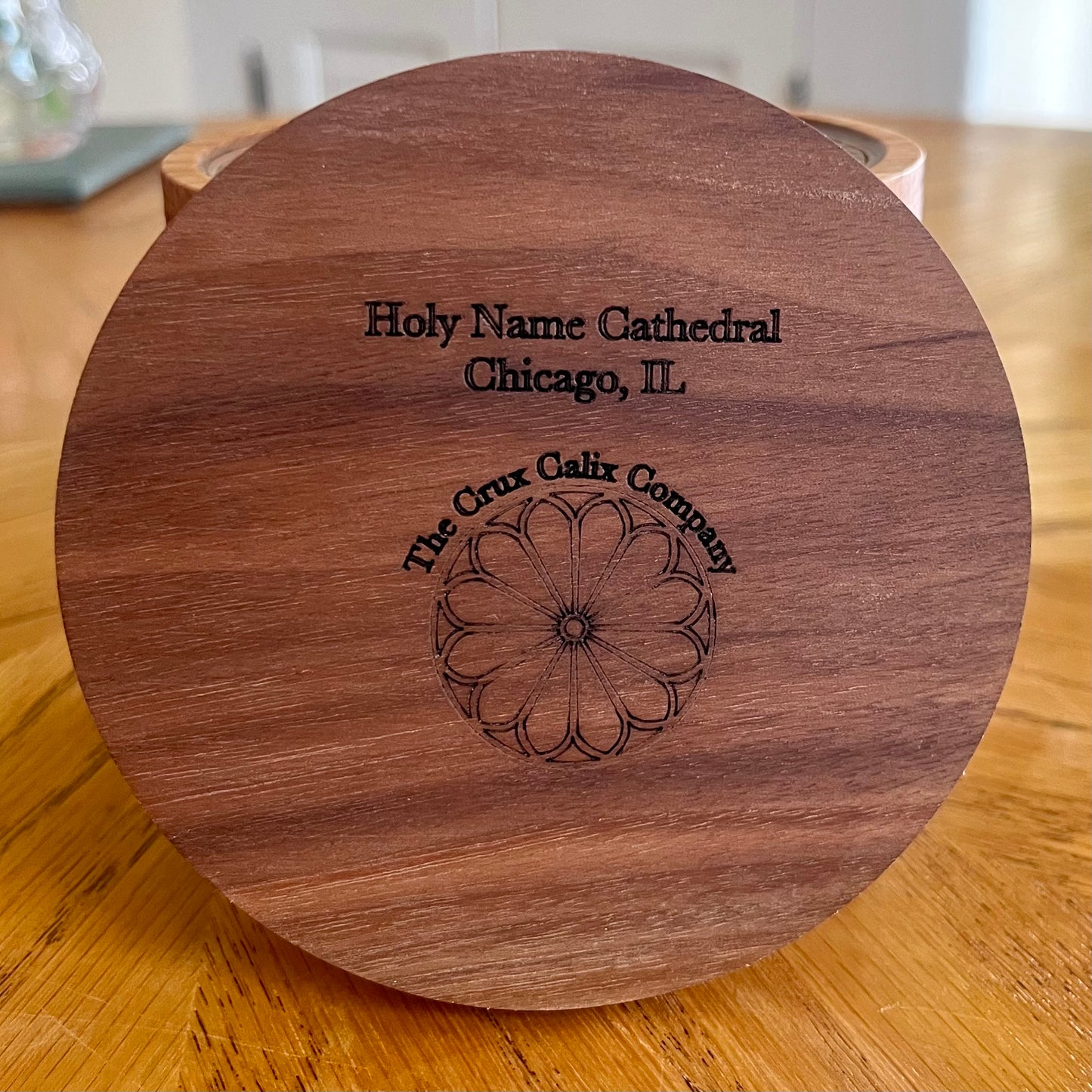 Holy Name Cathedral Chicago Rose Window Wood & Abalone Shell Coaster
