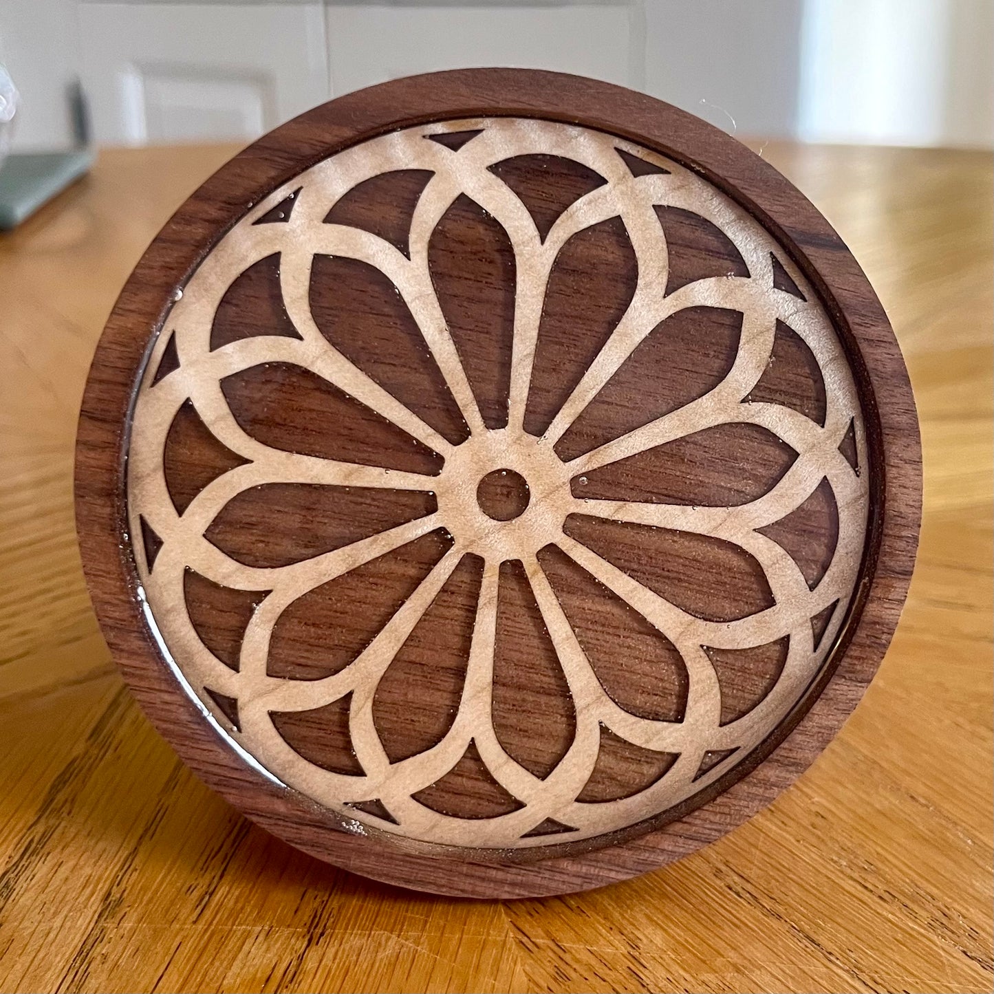 St. Clement Parish Chicago Rose Window Wood Coaster