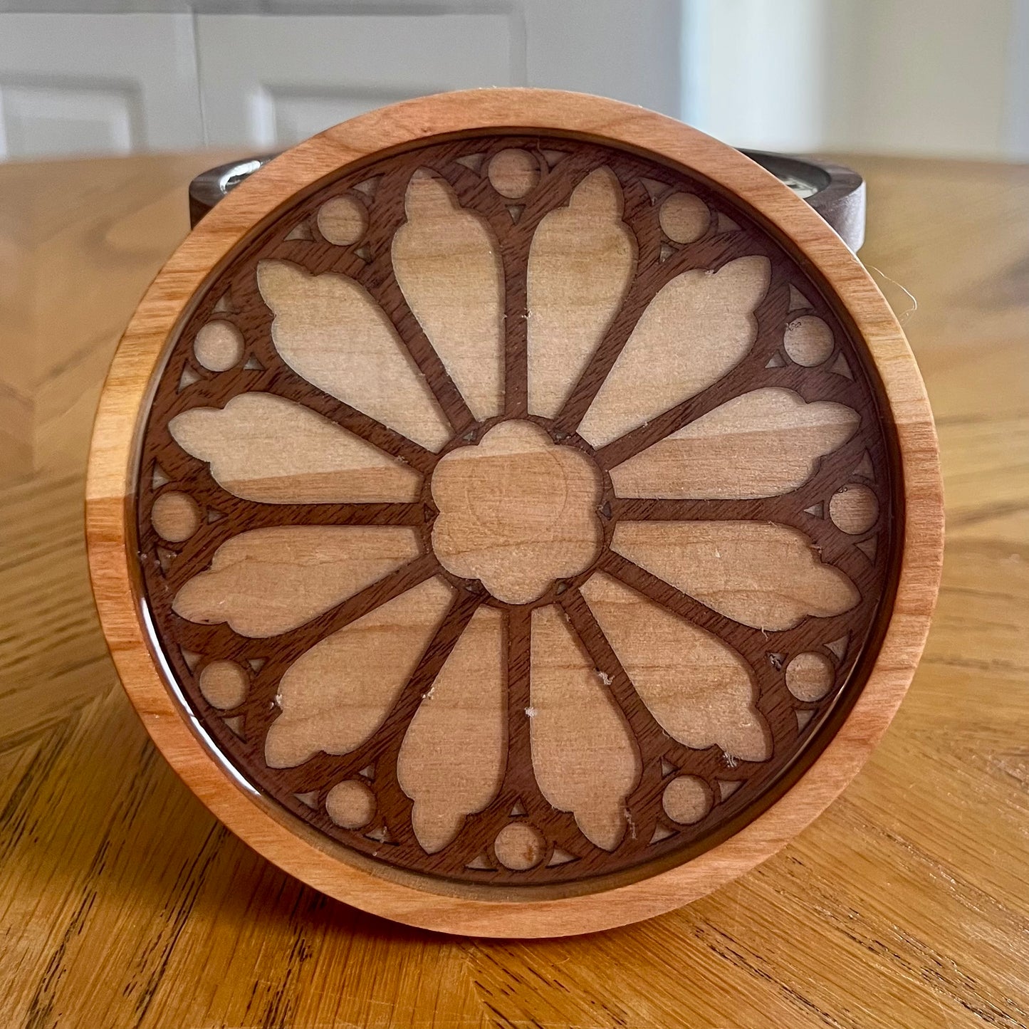Holy Name Cathedral Rose Window Wood Coaster