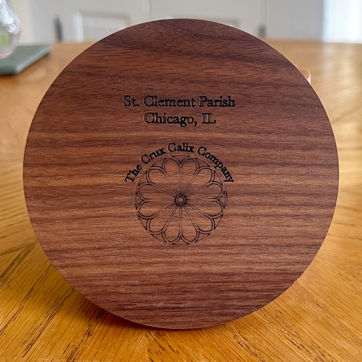 St. Clement Parish Chicago Rose Window Wood Coaster