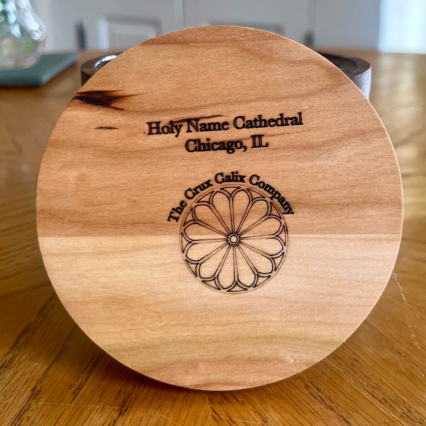 Holy Name Cathedral Rose Window Wood Coaster