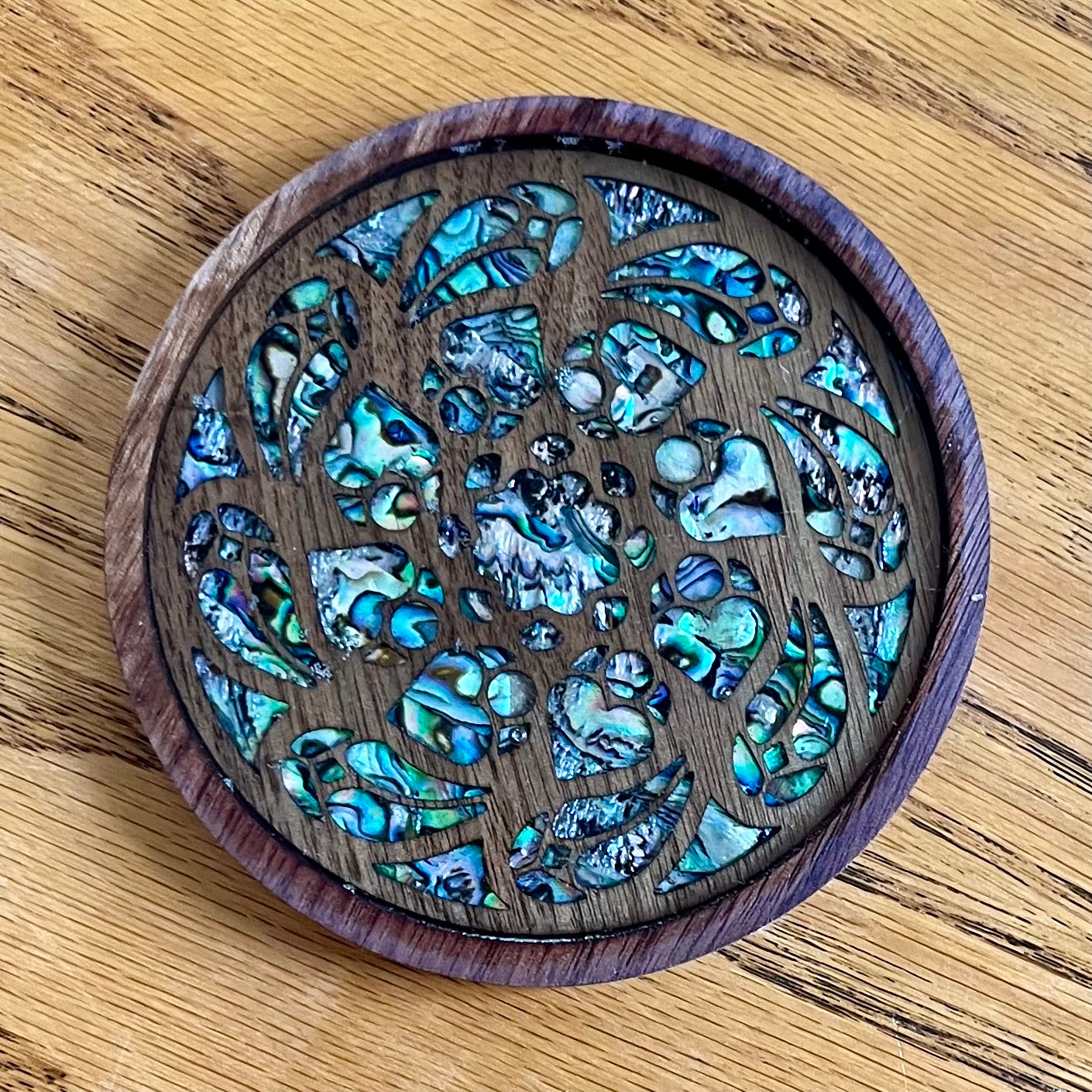 Duomo di Milano Rose Window Wood & Abalone Shell Coaster