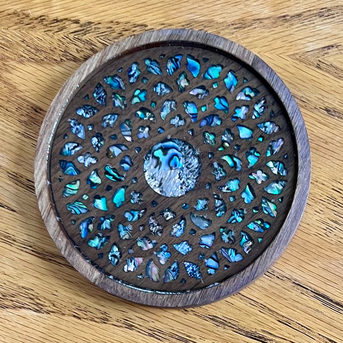 Santa Maria Del Mar Rose Window Wood Coaster